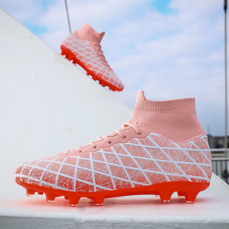 High-Top Football Shoes Tf Broken Nails Artificial Lawn Ag Nail Leather Feet Boys And Girls Children Teenagers Students Training Shoes - Image 3