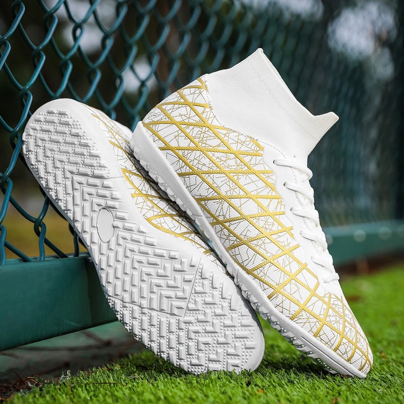 High-Top Football Shoes Tf Broken Nails Artificial Lawn Ag Nail Leather Feet Boys And Girls Children Teenagers Students Training Shoes - Image 5