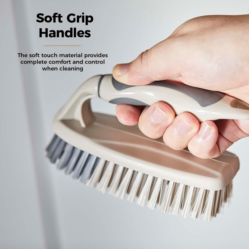 Tower T769002MSH 5-in-1 Cleaning Set with Dust Pan and Brush/Kitchen Broom/Dish Brush/Scrub Brush, Latte & Grey - Image 4