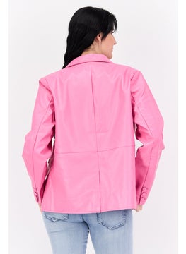 The Frolic Women Regular Fit Plain Long Sleeves Blazer, Pink  - Image 3