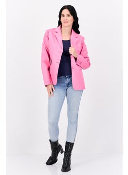 The Frolic Women Regular Fit Plain Long Sleeves Blazer, Pink  - Image 4