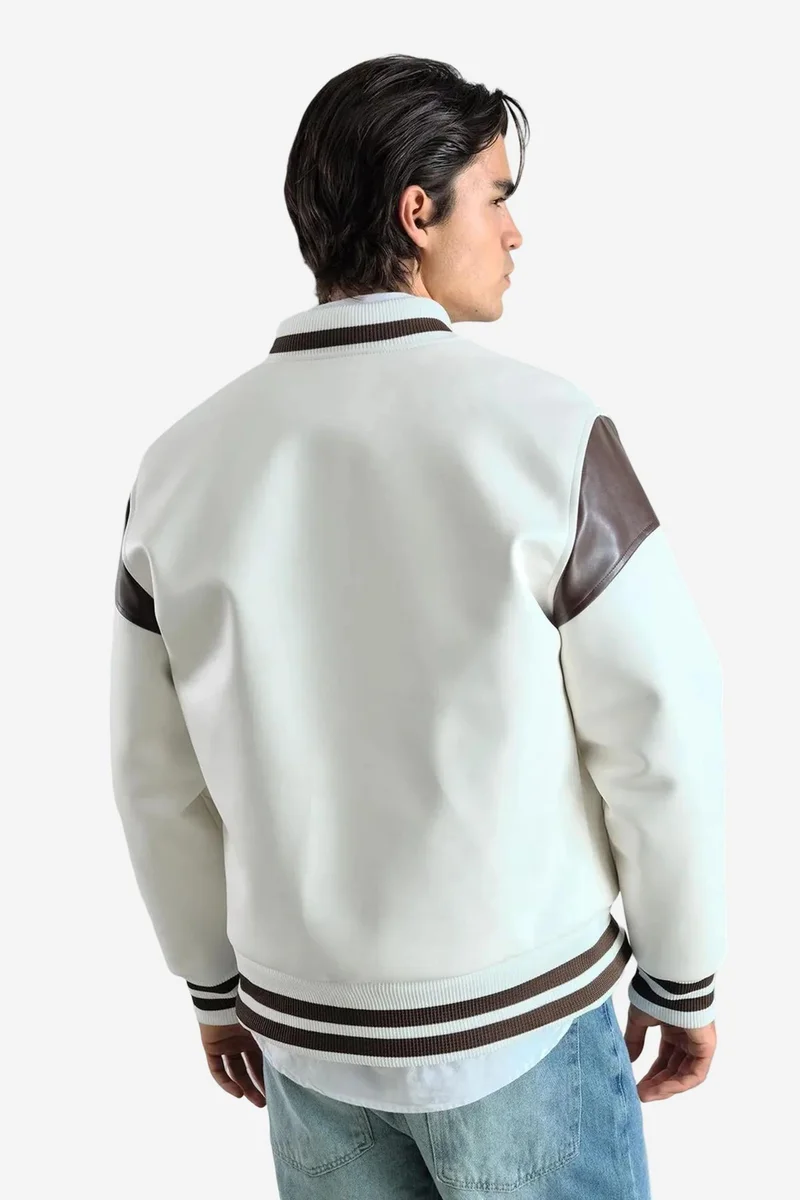 Giesto White GIESTO Faux Leather Bomber Jacket for Men | Best Price UAE
