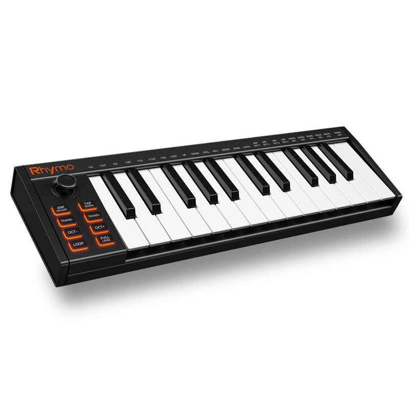 RHYMO 25 Key MIDI Keyboard Controller, USB Bus-Powered Portable Piano with Arpeggiator, Tap Tempo, Sustain Pedal, Compatible with GarageBand, FL Studio, Ableton for Mac/PC/iOS - Image 1