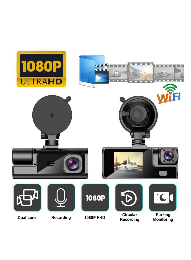 SYOSI Dash Cam Car Camera Suction Cup Type Dash Cam Front and Inside 1080P FHD Dash Camera with 140 Degrees Wide 24 Hours Parking Monitor Loop Recording Motion Detection Easy to Install - Image 4