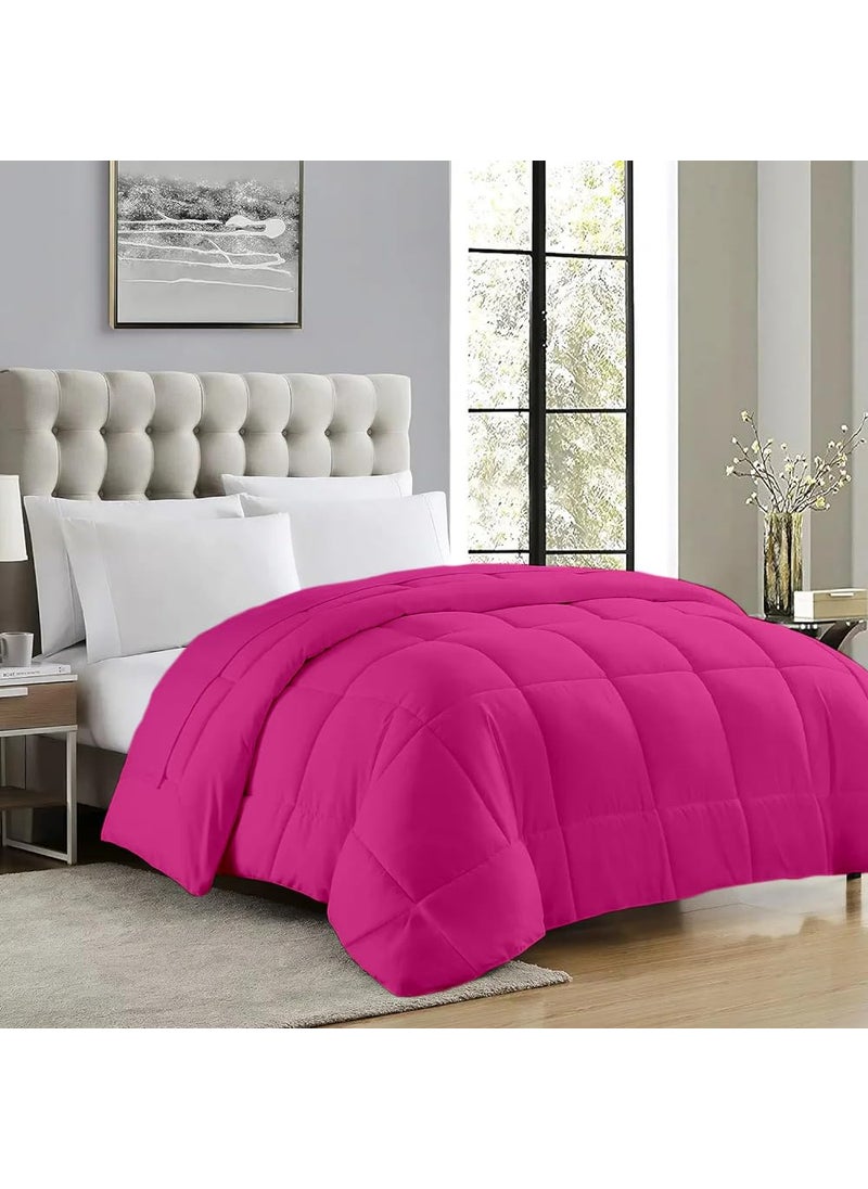 ATK-8 BEDDING ATK8 Bedding Machine Washable 100 Cotton Comforter Double Bed King Size 400 GSM Winter Comforter 92 x 106 Inches BlanketQuiltRajai King Comforters Hot Pink  - Image 1
