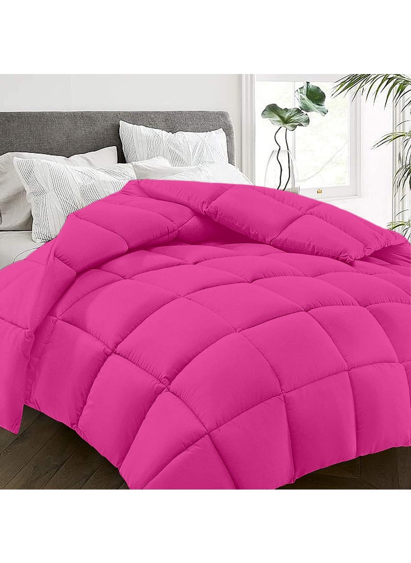 ATK-8 BEDDING ATK8 Bedding Machine Washable 100 Cotton Comforter Double Bed King Size 400 GSM Winter Comforter 92 x 106 Inches BlanketQuiltRajai King Comforters Hot Pink  - Image 3