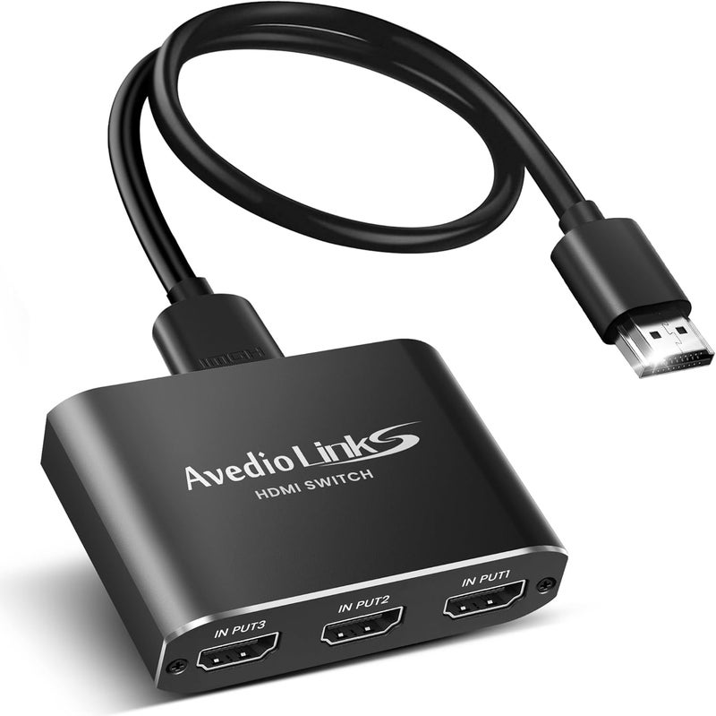 avedio links HDMI Switch 3 in 1 Out with 3.9 ft HDMI Cable, Aluminium Alloy HDMI Switcher, 4K 60Hz HDMI Switch Support Dolby Atmos, HDMI Splitter 3 in 1 Out for PS5 Xbox Roku TV Fire Stick - Image 1