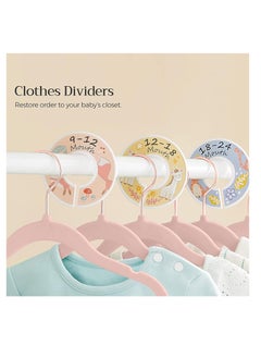 Red Dot Gift 30-Pack Baby Velvet Hangers 11Inch - Nursery Clothes Hangers Non Slip Toddler Hangers, 360 Chrome Rose-Gold Hook with 6 Pieces Baby Clothing Dividers (Rose Pink# + Divider, 30)  - Image 2