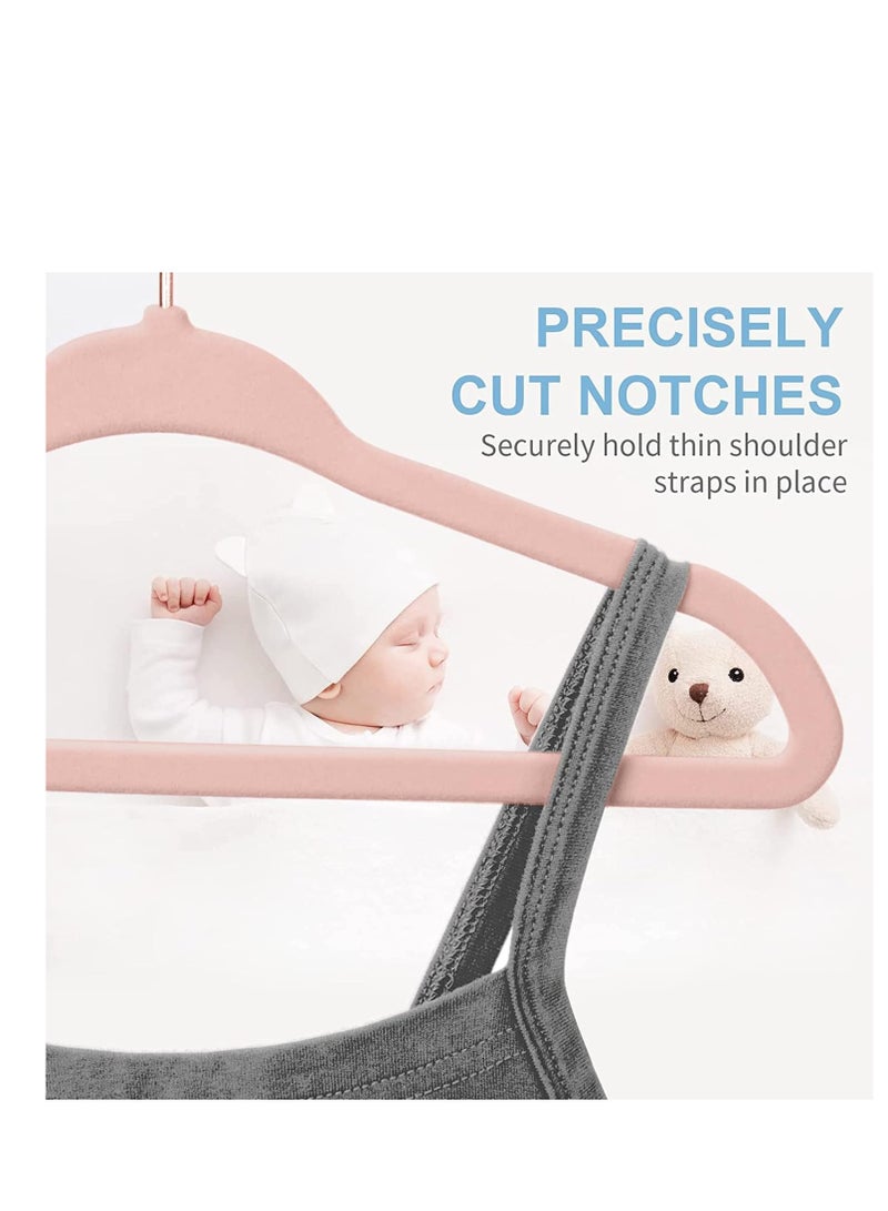 Red Dot Gift 30-Pack Baby Velvet Hangers 11Inch - Nursery Clothes Hangers Non Slip Toddler Hangers, 360 Chrome Rose-Gold Hook with 6 Pieces Baby Clothing Dividers (Rose Pink# + Divider, 30) - Image 3