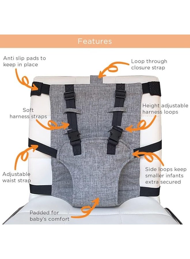 DOOKOO Travel Harness Seat, Fabric Portable Baby High Chair, Safety Harness For Infant Seat, Washable Toddler Chair Seats Belt, Parent Pouch Must Haves Baby Travel Essential - Image 5