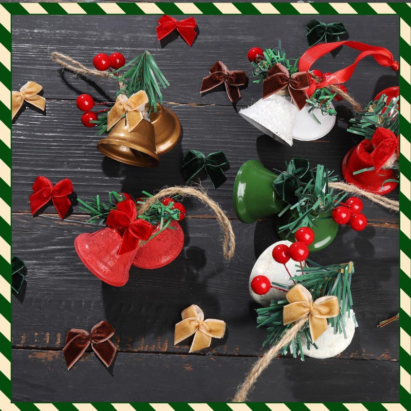 YGDZ 100 PCS Mini Christmas Velvet Bows, Small Bows for Xmas Crafts, 1 Inch Tiny Red Green Brown Velvet Bowknot for Christmas Gift Wrapping, DIY Christmas Decor - Image 3