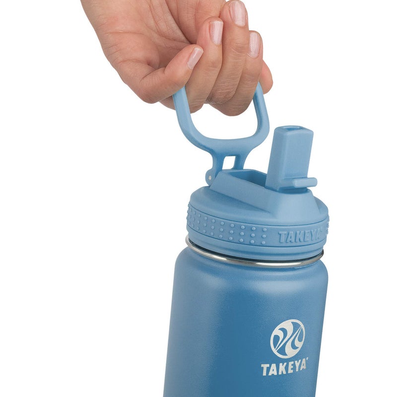 Takeya Actives Water Bottle with Straw Lid - Durable & Easy-Care Water Bottle with Stainless Steel Insulation - BPA-Free Lid with Carry Handle & Straw - Dishwasher-Safe - 24 oz, Bluestone - Image 3