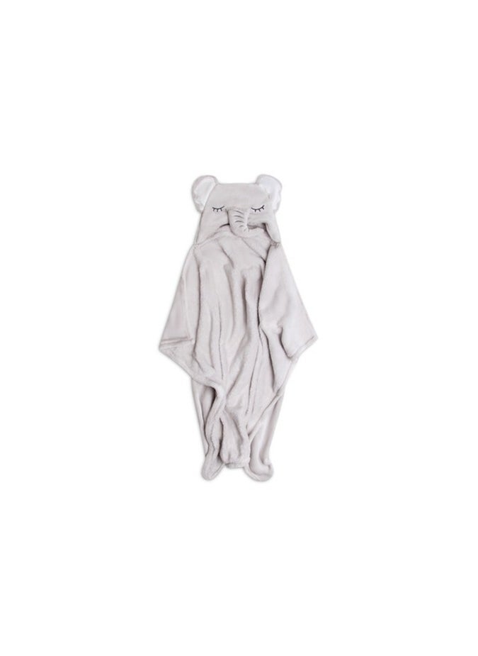Mothers Choice - Hooded Coral Fleece Baby Blanket - Elephant Design Baby Blanket  with Cute Ears - Soft & Cozy Blanket - 75x100 cm - Newborn to 4 Years – Grey - Image 1