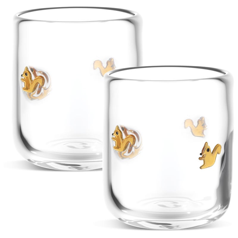 SiliFine Icon Juice Glasses, 14oz Stemless Wine Drinking Juice Glass Cup for Valentine Party Supplies Gift(2 Pcs,Squirrel) - Image 1