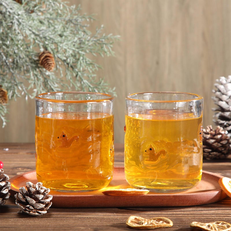 SiliFine Icon Juice Glasses, 14oz Stemless Wine Drinking Juice Glass Cup for Valentine Party Supplies Gift(2 Pcs,Squirrel) - Image 4