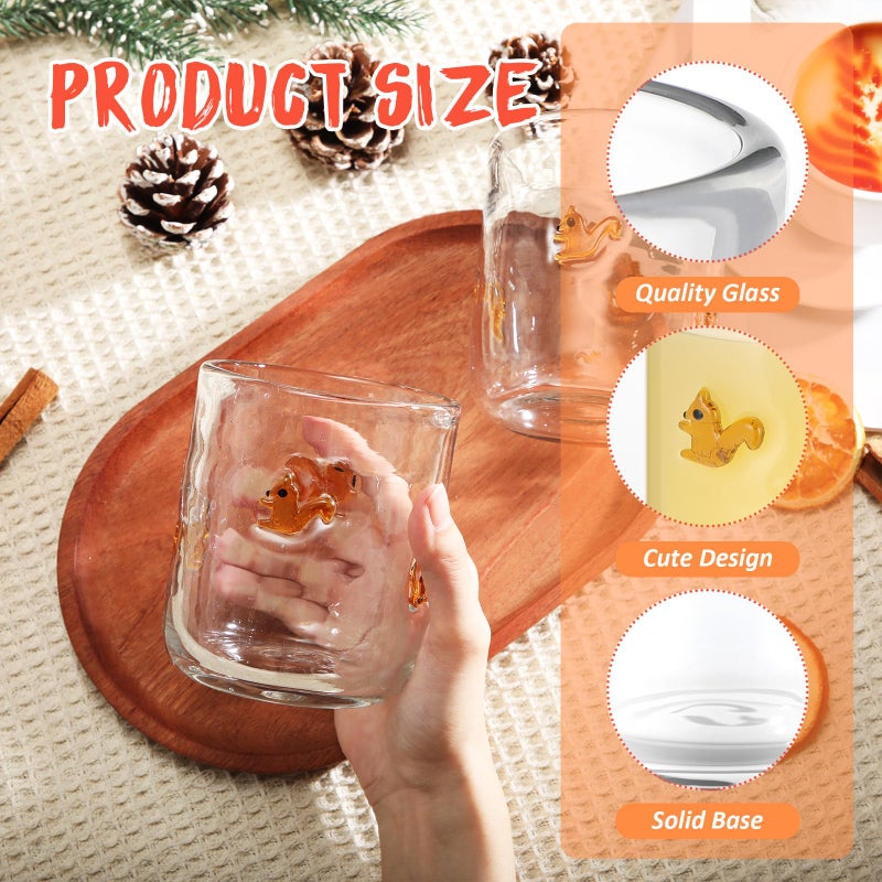 SiliFine Icon Juice Glasses, 14oz Stemless Wine Drinking Juice Glass Cup for Valentine Party Supplies Gift(2 Pcs,Squirrel) - Image 3