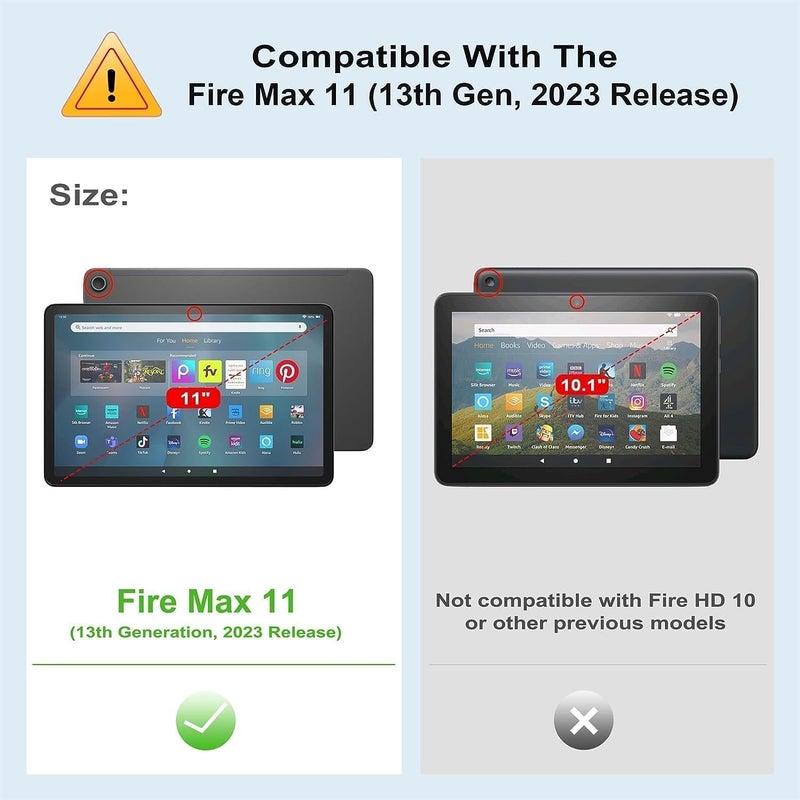 حالة جميلة ومتينة لجهاز Kindle Fire Max 11 (الجيل الثالث عشر، إصدار 2023)، مصنوعة من جلد PU، قابلة للطي وتحتوي على دعامة، مزودة بجيب، مع وظيفة تنشيط/إيقاف التطبيق تلقائيًا، بتصميم يحتوي على صورة قطة على رف كتب. - Image 2