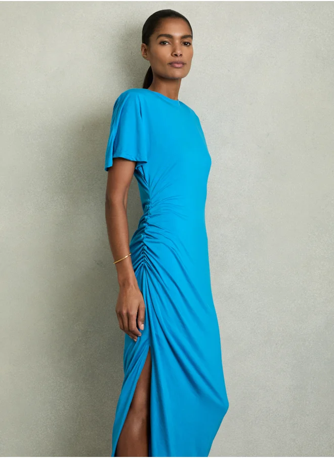 REISS Side Ruched Midi Dress