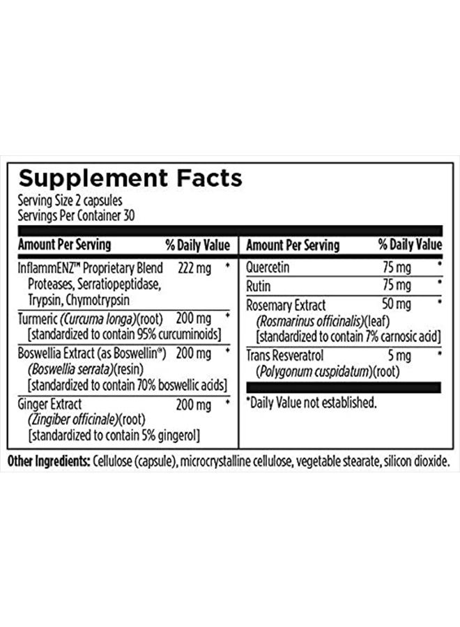 designs for health Inflammatone - Resveratrol and Quercetin with Proteolytic Enzymes, Turmeric Boswellia Capsules to Help Support Natural Fibrin Clearance + a Healthy Inflammatory Response (60 Caps) - Image 4