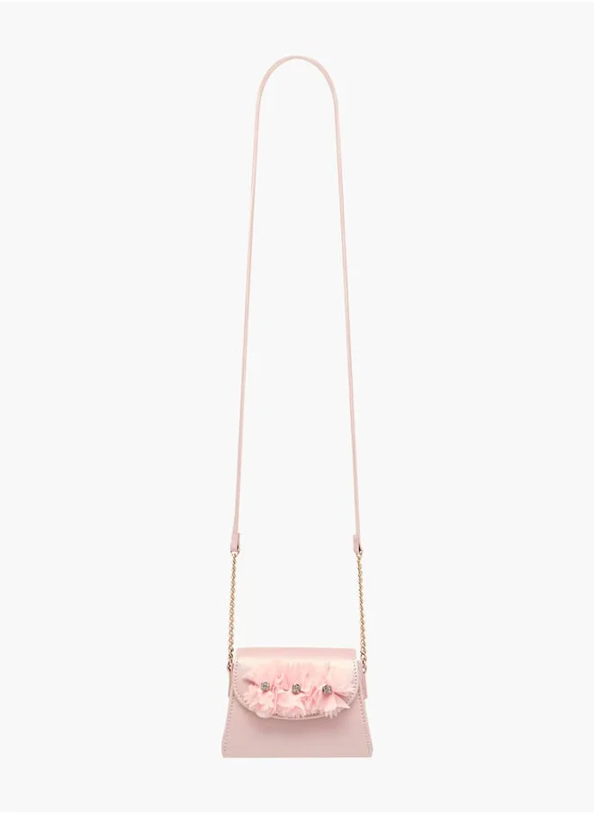 Little Missy Girls Floral Accent Crossbody Bag with 2 Hairpins