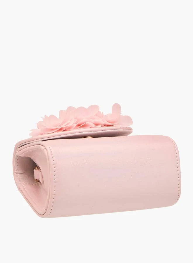 Little Missy Girls Floral Accent Crossbody Bag with 2 Hairpins