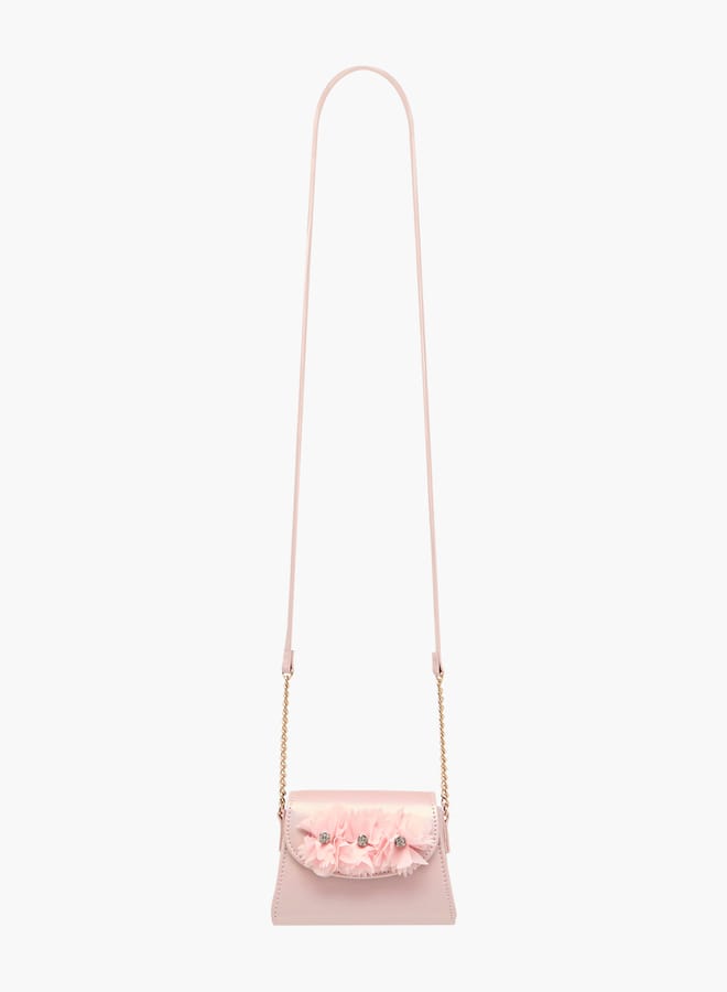 Little Missy Girls Floral Accent Crossbody Bag with 2 Hairpins  - Image 2