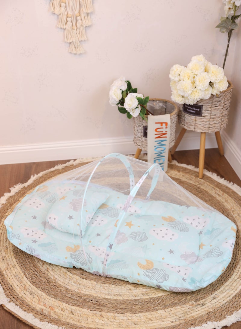 FUN MOMENT Ultra soft and breathable newborn sponge foldable mosquito net mattress with various designs 90×50cm - Image 1