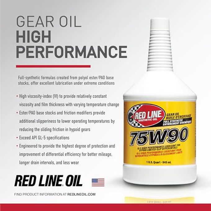 Red Line 57904 75W90 Gl-5 Synthetic Gear Oil For Hypoid Limited Slip Differentials 1 Quart (12 Pack) - Image 3