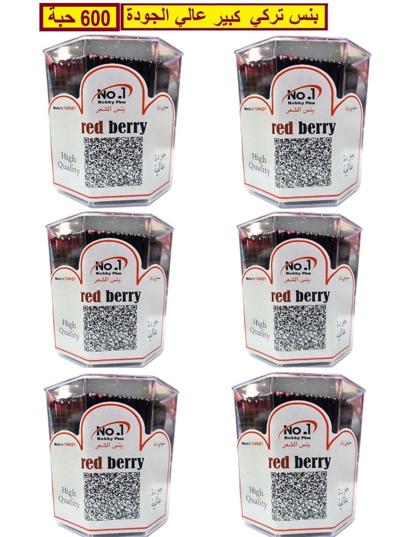ريد بيري 6 طقم بنس تركي كبير عالي الجودة لون أسود  دبابيس شعر  يحتوي على 100 حبة - Image 1
