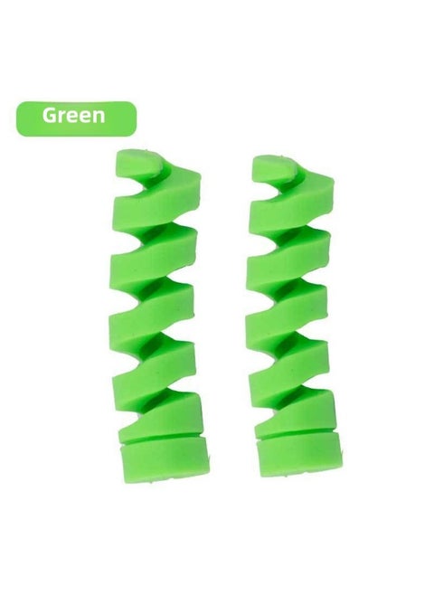 Direct Spiral Silicone Data Cable Protective Cover Power Cord Anti-break Suitable For Wide Range Easy To Carry-Color:Green