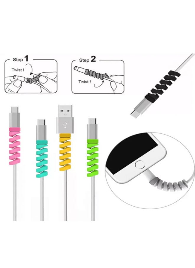 Direct Spiral Silicone Data Cable Protective Cover Power Cord Anti-break Suitable For Wide Range Easy To Carry-Color:Green