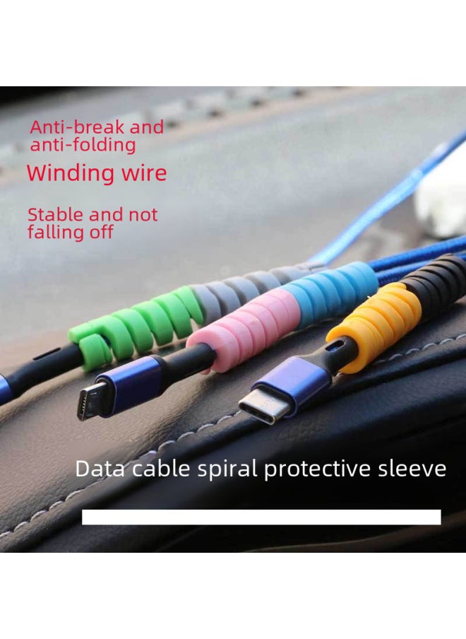Direct Spiral Silicone Data Cable Protective Cover Power Cord Anti-break Suitable For Wide Range Easy To Carry-Color:Green