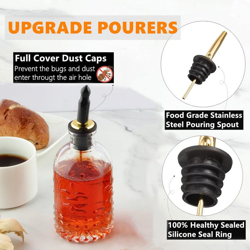 Shining Craft Simple Syrup Bottle, Glass Coffee Syrup Dispenser Bottle 7 OZ With Metal Pour Spout, Labels and Stopper, Glass Syrup Dispenser for Maple Honey Syrup Oil and Sauces, SC059 - Image 2