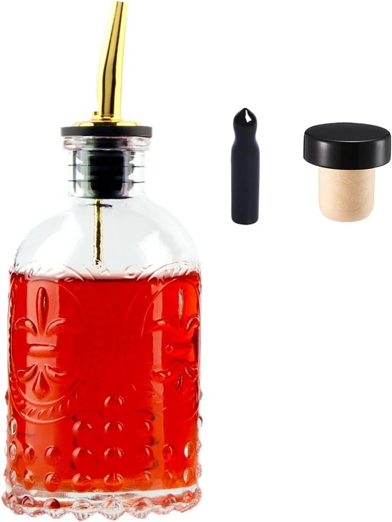 Shining Craft Simple Syrup Bottle, Glass Coffee Syrup Dispenser Bottle 7 OZ With Metal Pour Spout, Labels and Stopper, Glass Syrup Dispenser for Maple Honey Syrup Oil and Sauces, SC059 - Image 1