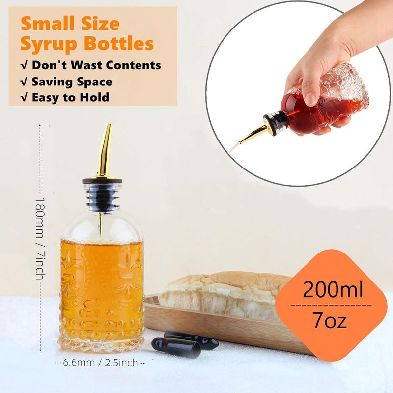 Shining Craft Simple Syrup Bottle, Glass Coffee Syrup Dispenser Bottle 7 OZ With Metal Pour Spout, Labels and Stopper, Glass Syrup Dispenser for Maple Honey Syrup Oil and Sauces, SC059 - Image 5
