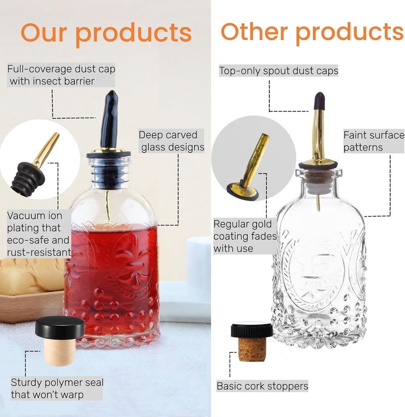 Shining Craft Simple Syrup Bottle, Glass Coffee Syrup Dispenser Bottle 7 OZ With Metal Pour Spout, Labels and Stopper, Glass Syrup Dispenser for Maple Honey Syrup Oil and Sauces, SC059 - Image 4