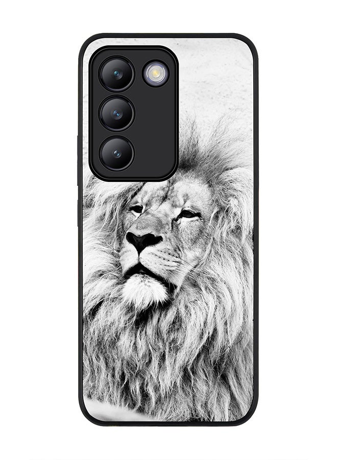 Stylizedd Rugged Black edge case for Vivo V30 Lite 5G, Slim fit Soft Case Flexible Rubber Edges Anti Drop TPU Gel Thin Cover -  Wise Lion - Image 1
