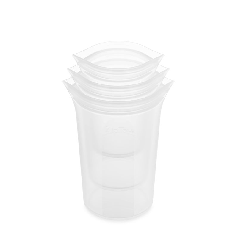 Zip Top Reusable Food Storage Bags | 3 Cup Set [Frost] | Silicone Meal Prep Container | Microwave, Dishwasher and Freezer Safe | Made in the USA - Image 1