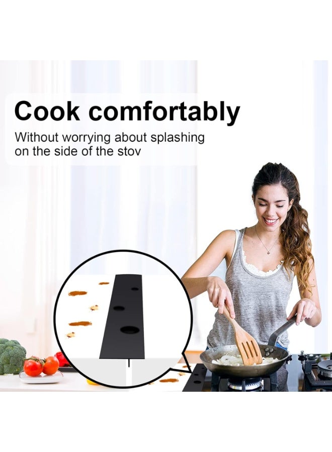 Kitchen Silicone Stove Counter Gap Cover, Easy Clean Heat Resistant Wide & Long Gap Filler, Seals Spills Between Counter, Stovetop, Oven, Washer & Dryer, Set of 2 (25 Inches, Black) - Image 2