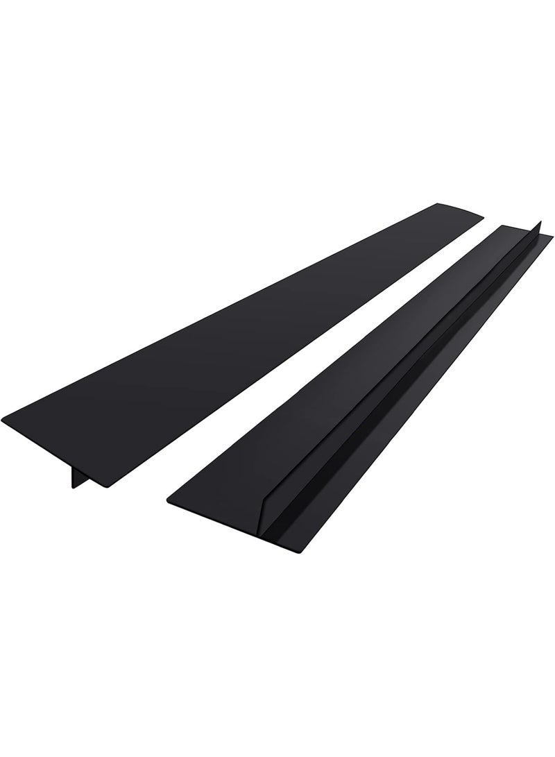 Kitchen Silicone Stove Counter Gap Cover, Easy Clean Heat Resistant Wide & Long Gap Filler, Seals Spills Between Counter, Stovetop, Oven, Washer & Dryer, Set of 2 (25 Inches, Black) - Image 1