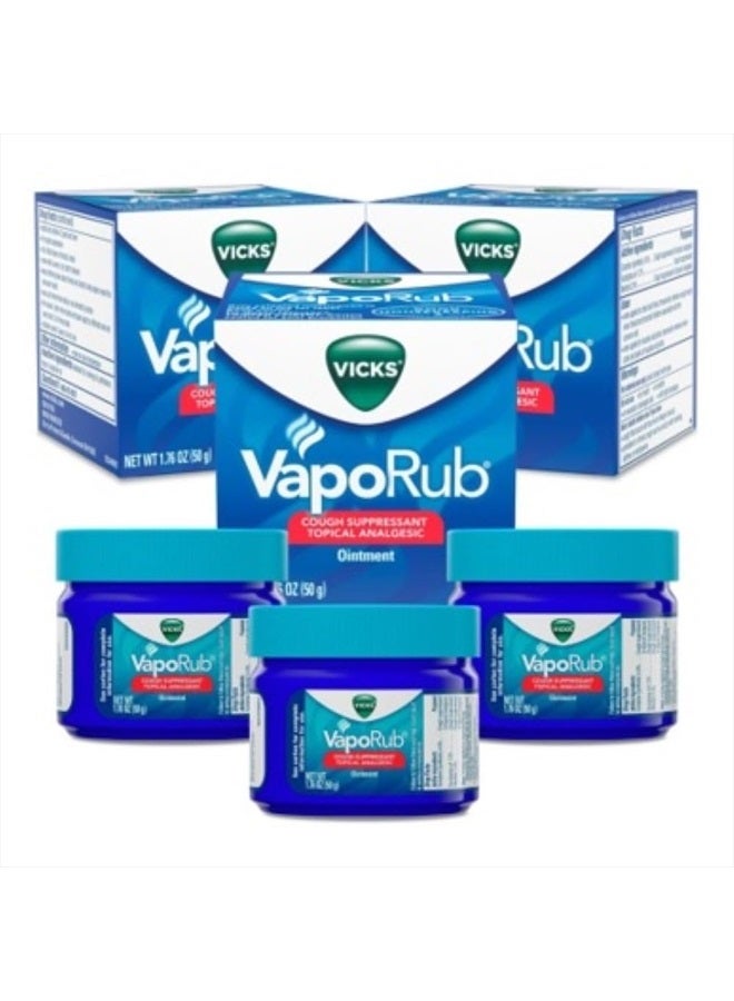 Vicks فابوراب، مرهم للصدر، تخفيف من السعال، البرد، الآلام، والأوجاع مع بخار فيكس الطبي الأصلي، مثبط سعال موضعي، 1.76 أونصة (عبوة من 3) - Image 1
