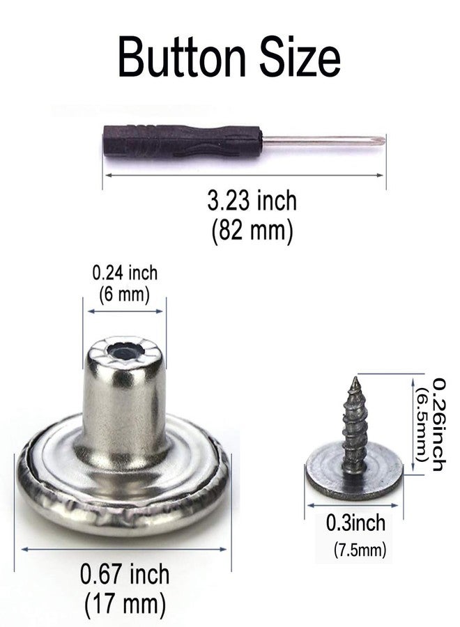 Baxykez 6pcs Brown Buttons pins for Loose Jeans, 17 mm No-Sew Nailess Removable Metal Jeans Buttons Replacement, Adjustable Metal Pants Button Tightener,Repair Combo Thread Rivets and Screwdrivers - Image 2