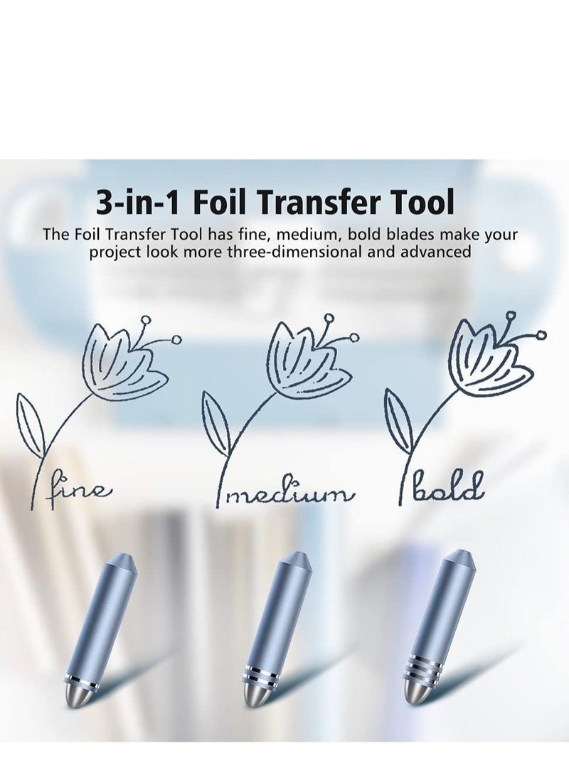 3 in 1 Foil Transfer Kit, Foil Transfer Tool Replacement, Suitable for Maker /3, Explore, Explore One u0026 Explore Air 2/3, Including Fine, Medium, Bold Blades (Blue) - Image 3