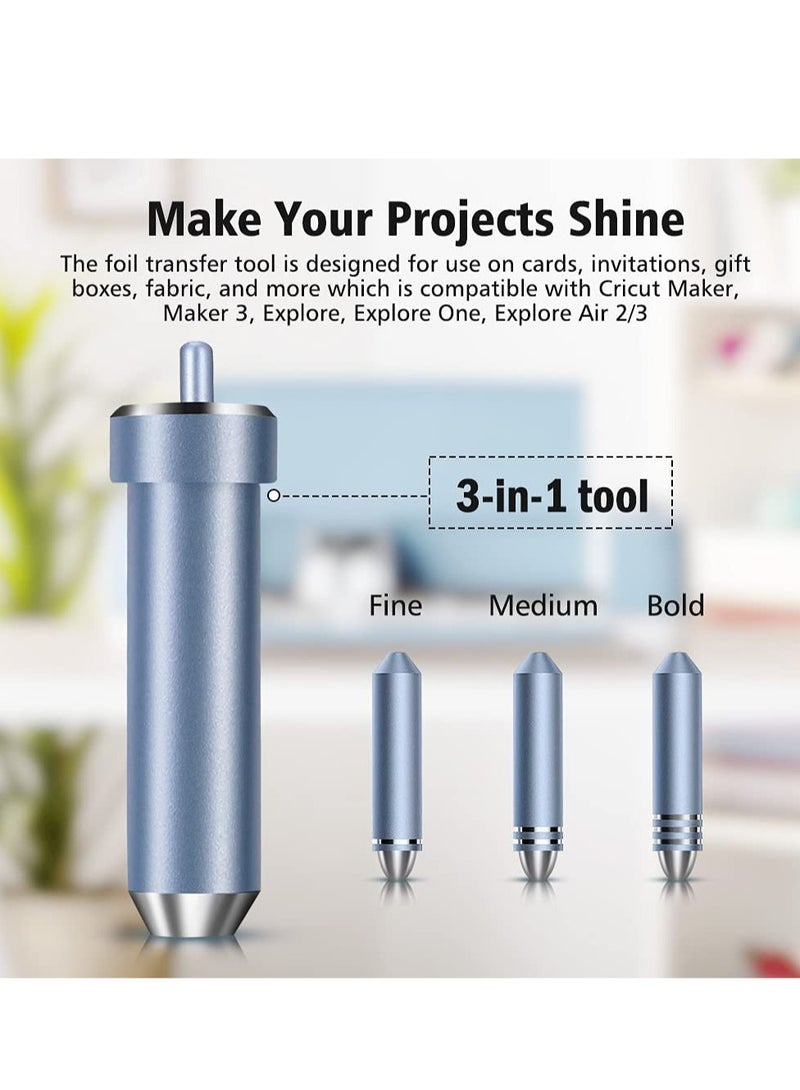 3 in 1 Foil Transfer Kit, Foil Transfer Tool Replacement, Suitable for Maker /3, Explore, Explore One u0026 Explore Air 2/3, Including Fine, Medium, Bold Blades (Blue) - Image 4