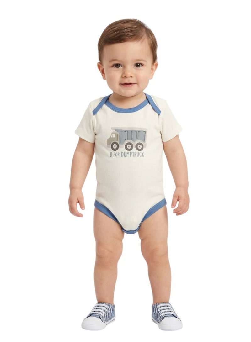 Bambimici Baby  Cotton Tractor Bodysuit Short Sleeve  – 3-Piece Newborn Outfit - Image 2