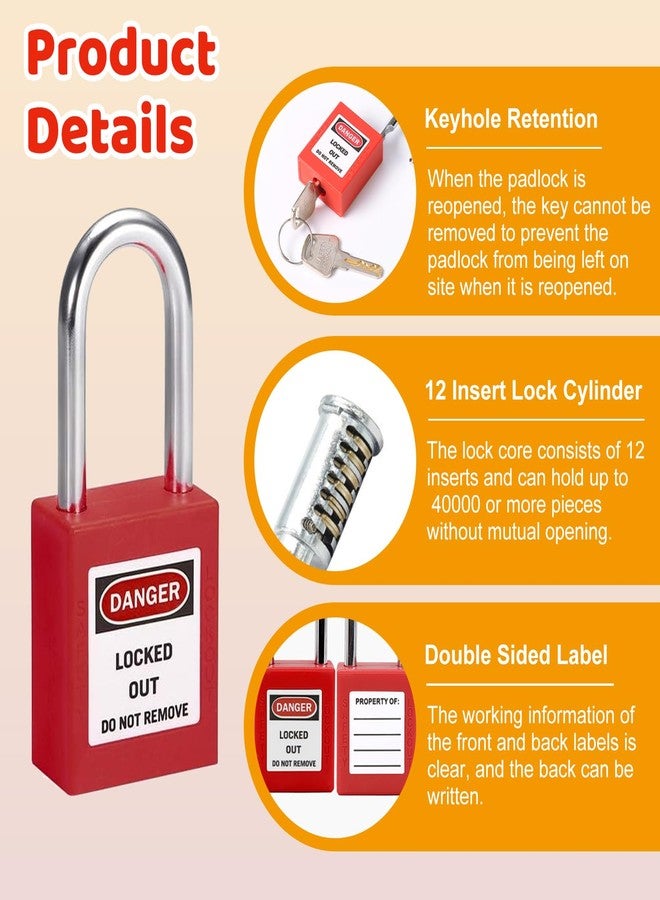 MroMax قفل MroMax Lockout Tagout، قفل أمان بمفتاح متشابه، قفل أمان Loto بسلسلة فولاذية، قفل أسود للإغلاق والعلامات، 3 قطع - Image 5
