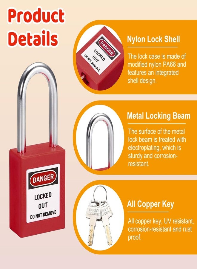 MroMax قفل MroMax Lockout Tagout، قفل أمان بمفتاح متشابه، قفل أمان Loto بسلسلة فولاذية، قفل أسود للإغلاق والعلامات، 3 قطع - Image 4