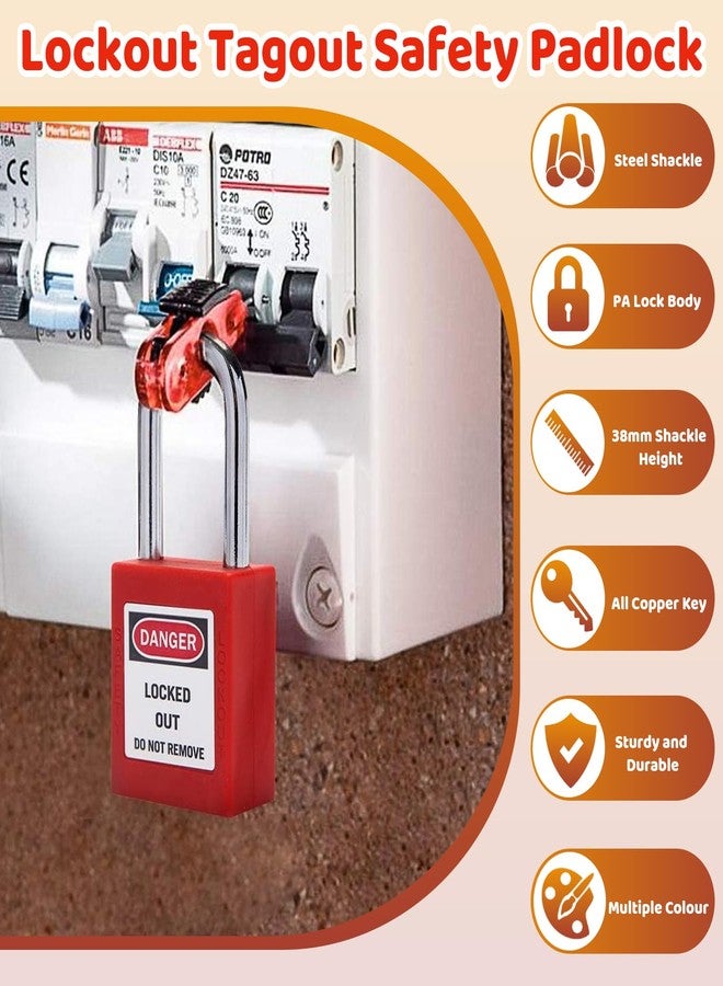 MroMax قفل MroMax Lockout Tagout، قفل أمان بمفتاح متشابه، قفل أمان Loto بسلسلة فولاذية، قفل أسود للإغلاق والعلامات، 3 قطع - Image 2