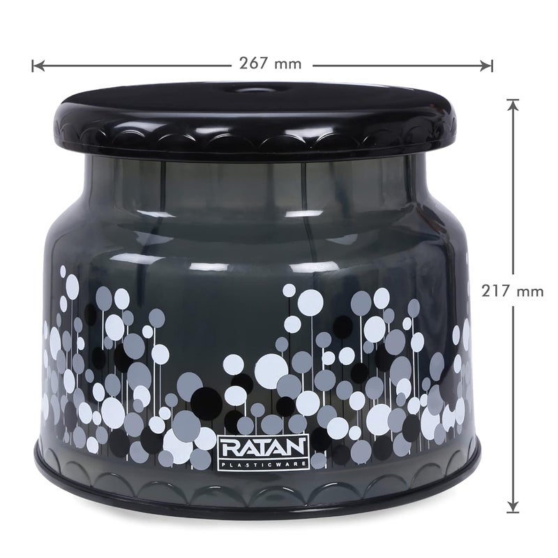 RATAN PLASTICWARE مجموعة حمام بلاستيكية من راتان مكونة من 3 قطع مع دلو سعة 20 لتر × كوب سعة 1.15 لتر × 1 كرسي نوفا باتلا 107 × 1 مجموعة استحمام للمنزل والمطبخ بطباعة فروسية فقاعة رمادية - Image 4