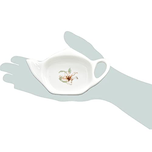 WSKC Ceramic Tea Bag Holder Teapot shaped Teabag Coaster Tray 4.5 inches Spoon Rest with Spoon - Image 2